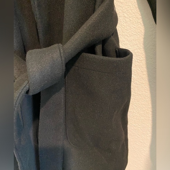 Zara Black Belted wrap coat - Picture 3 of 6